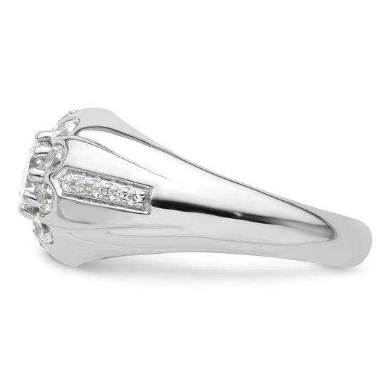 14k White Gold 1 1/2 carat Lab Grown Diamond VS/SI+ G+ Complete Men's Ring