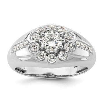 14k White Gold 1 1/2 carat Lab Grown Diamond VS/SI+ G+ Complete Men's Ring