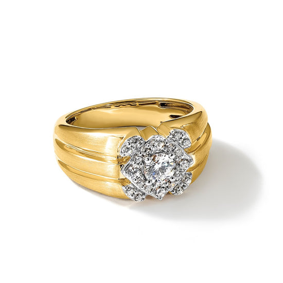 14k Two-Tone 1 carat Lab Grown Diamond VS/SI+ G+ Complete Men's Ring