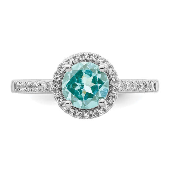 Pure Serenity 14k White Gold 1/5 carat Lab Grown Diamond VS/SI+ G+ and Lab Created Paraiba Ring