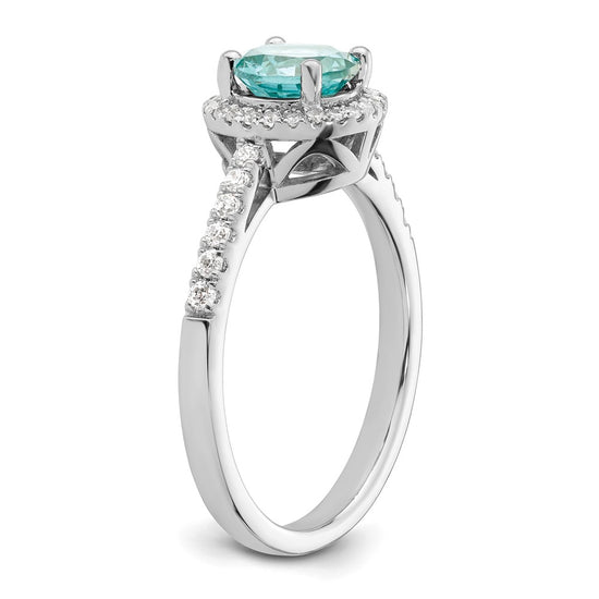 Pure Serenity 14k White Gold 1/5 carat Lab Grown Diamond VS/SI+ G+ and Lab Created Paraiba Ring