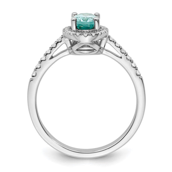 Pure Serenity 14k White Gold 1/5 carat Lab Grown Diamond VS/SI+ G+ and Lab Created Paraiba Ring