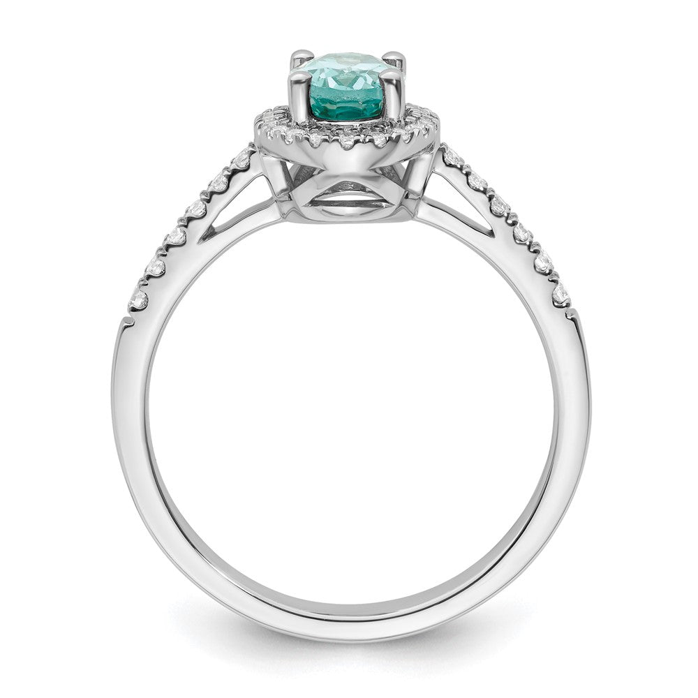 Pure Serenity 14k White Gold 1/5 carat Lab Grown Diamond VS/SI+ G+ and Lab Created Paraiba Ring