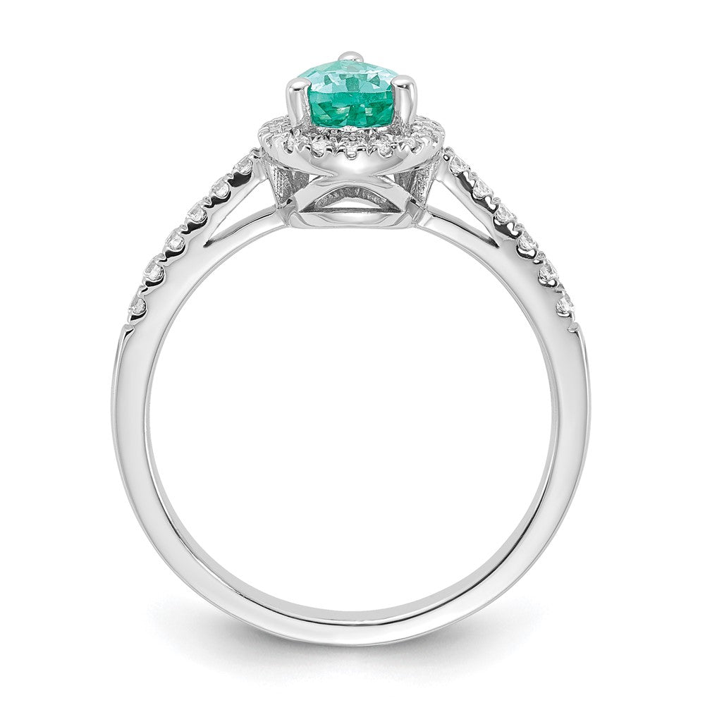 Pure Serenity 14k White Gold 1/4 carat Lab Grown Diamond VS/SI+ G+ and Pear Lab Created Paraiba Ring