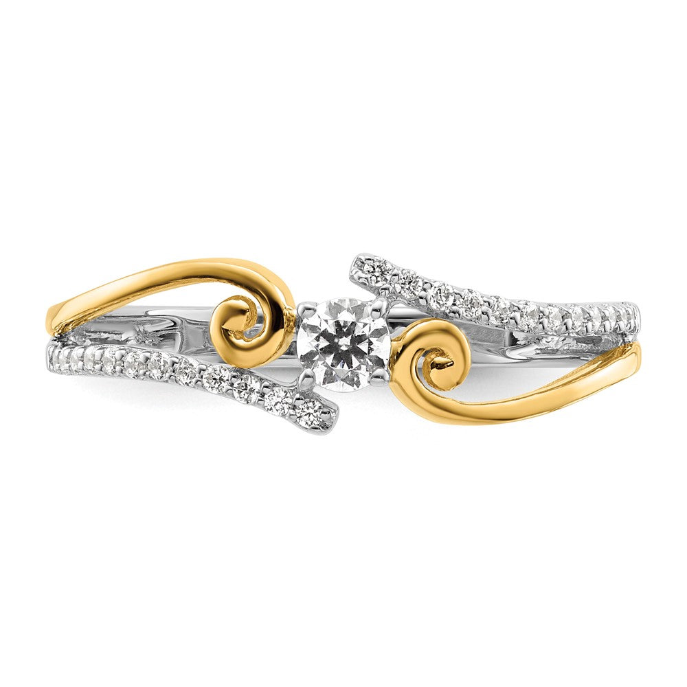 14k Two-tone ByPass Round Complete Diamond Promise/Engagement Ring