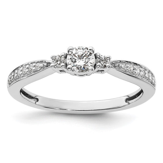 10k White Gold 1/3 carat Lab Grown Diamond VS/SI+ G+ Complete Petite Engagement Ring