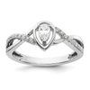 14k White Gold Pear Ctr Diamond Complete Promise/Engagement Ring