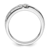 14k White Gold Polish & Satin Hammered Diamond Mens Wedding Band