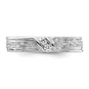 14k White Gold Polish & Satin Hammered Diamond Mens Wedding Band