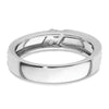 14k White Gold Polish & Satin Hammered Diamond Mens Wedding Band