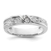 14k White Gold Polish & Satin Hammered Diamond Mens Wedding Band