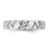 14k White Gold Polish & Satin Woven Design Diamond Mens Wedding Band