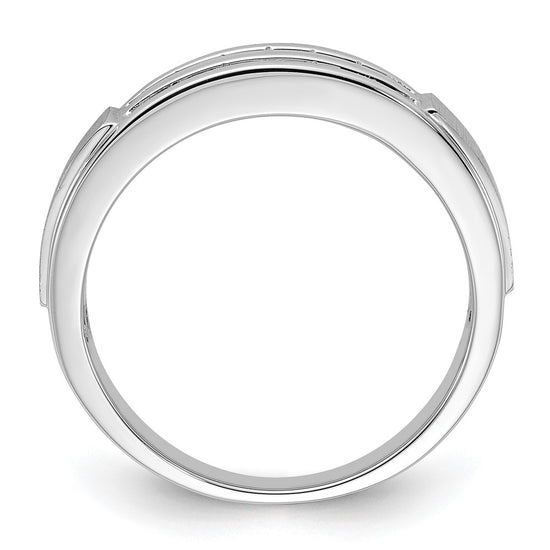 10k White Gold 1/5 carat Lab Grown Diamond VS/SI+ G+ Complete Double Row Men's Ring