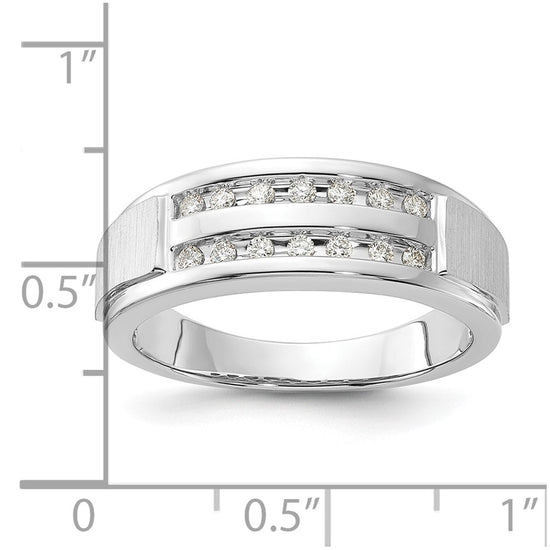 10k White Gold 1/5 carat Lab Grown Diamond VS/SI+ G+ Complete Double Row Men's Ring
