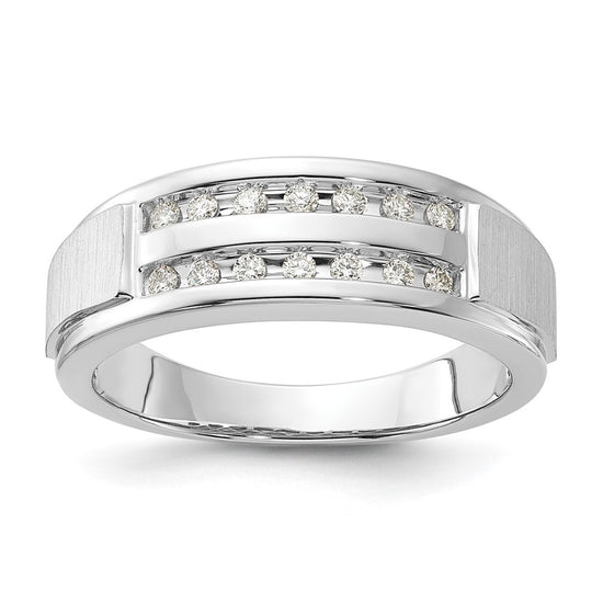 10k White Gold 1/5 carat Lab Grown Diamond VS/SI+ G+ Complete Double Row Men's Ring