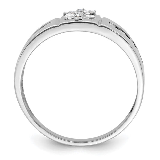 14k White Gold 1/4 carat Lab Grown Diamond VS/SI+ G+ Complete Cross Men's Band