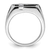 14k White Gold 1/20 carat Lab Grown Diamond VS/SI+ G+ and Onyx Cross Men's Ring