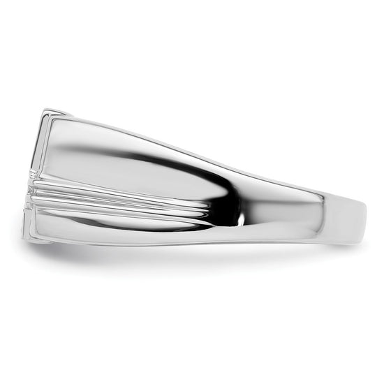 14k White Gold 1/20 carat Lab Grown Diamond VS/SI+ G+ and Onyx Cross Men's Ring