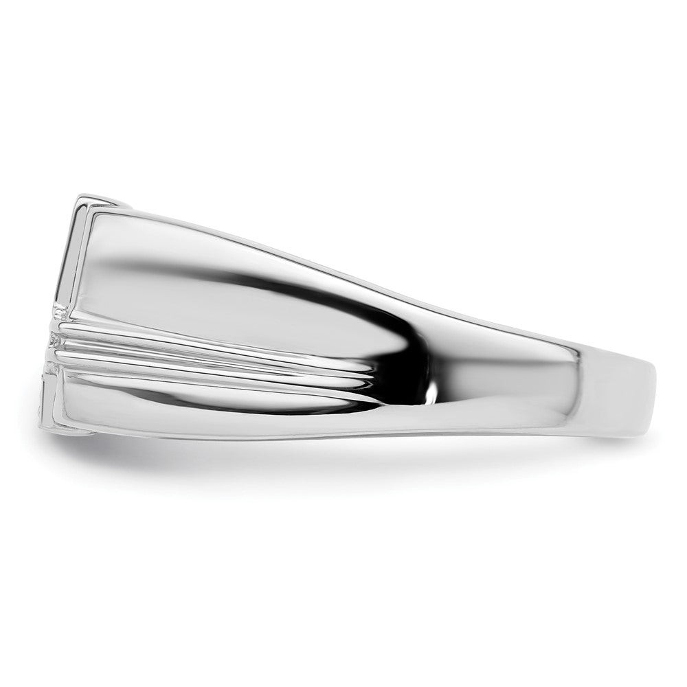 14k White Gold 1/20 carat Lab Grown Diamond VS/SI+ G+ and Onyx Cross Men's Ring