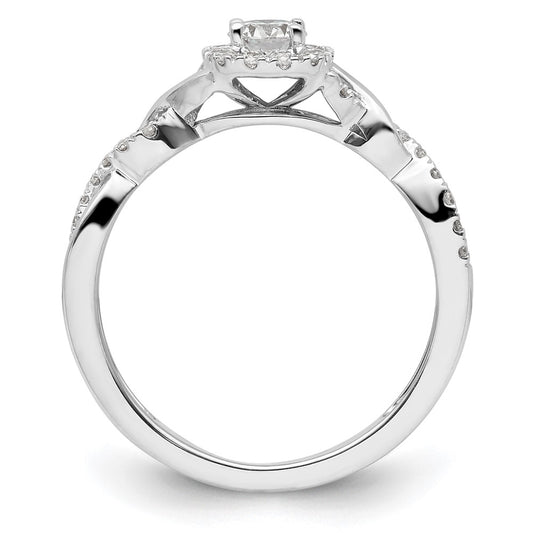 14k White Gold 1/2 carat Lab Grown Diamond VS/SI+ G+ Round Complete Bypass Engagement Ring