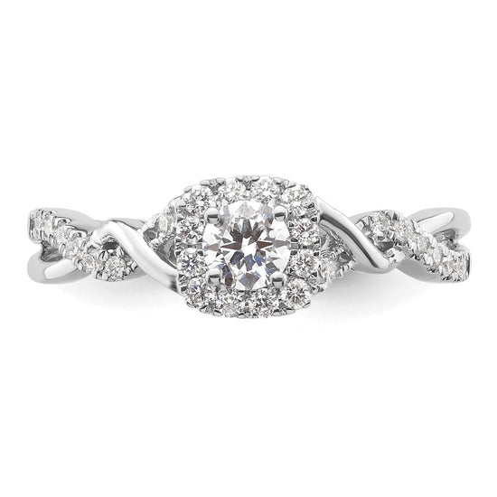 14k White Gold 1/2 carat Lab Grown Diamond VS/SI+ G+ Round Complete Bypass Engagement Ring