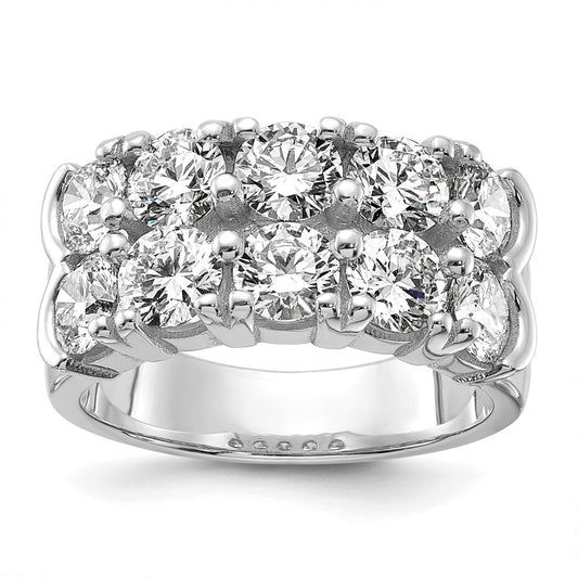 14k White Gold 3 3/8 carat Lab Grown Diamond VS/SI+ G+ Ten Stone Complete Double Row Band