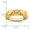 14k Grooved Complete Diamond Mens Wedding Band