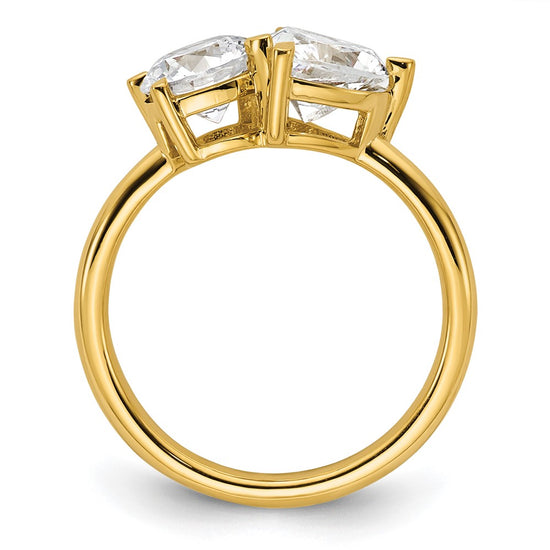 14k Two Stone 1 carat Round and 1 1/8 carat Heart Ring Mounting