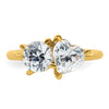 14k Two Stone 1 carat Round and 1 1/8 carat Heart Ring Mounting