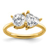 14k Two Stone 1 carat Round and 1 1/8 carat Heart Ring Mounting