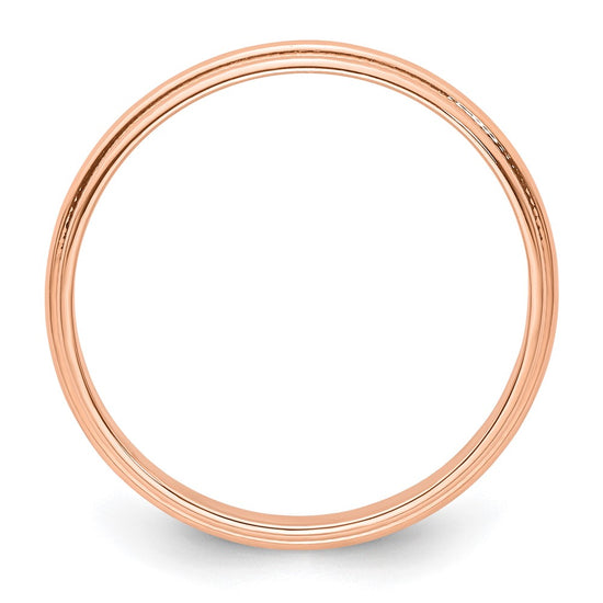 Lightweight Milgrain Half Round Band — 3 mm
