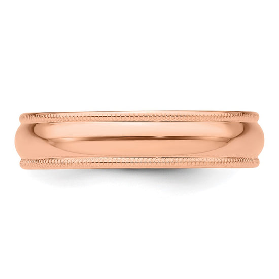 Lightweight Milgrain Half Round Band — 5 mm