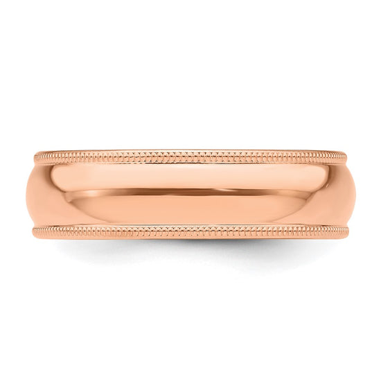 Lightweight Milgrain Half Round Band — 6 mm