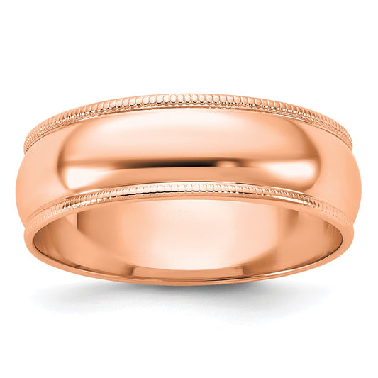 Lightweight Milgrain Half Round Band — 6 mm