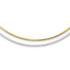 14k Two-tone 2mm Reversible White and Yellow 16 inch Omega Necklace Plus 2 inch Heart Chain Extender
