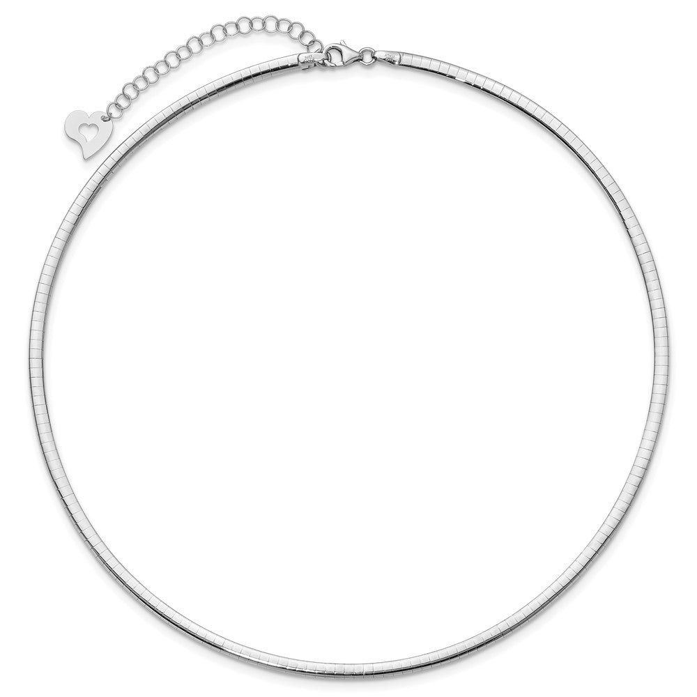 14k Two-tone 3mm Lightweight Reversible 16 inch Omega Necklace Plus 2 inch Heart Chain Extender