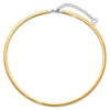 14k Two-tone 4mm Lightweight Reversible 16 inch Omega Necklace Plus 2 inch Heart Chain Extender