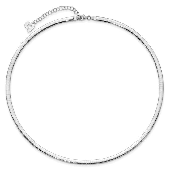14k Two-tone 4mm Lightweight Reversible 18 inch Omega Necklace Plus 2 inch Heart Chain Extender