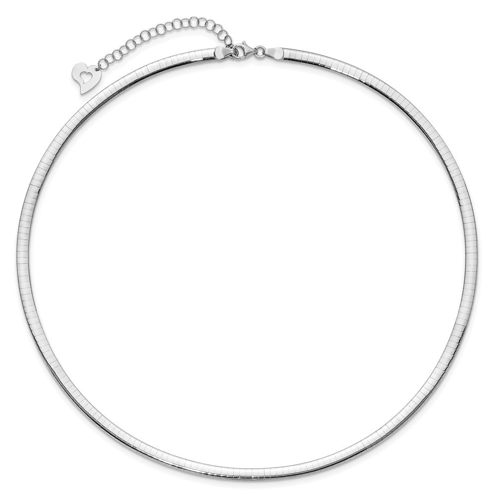 14k Two-tone 4mm Lightweight Reversible 18 inch Omega Necklace Plus 2 inch Heart Chain Extender