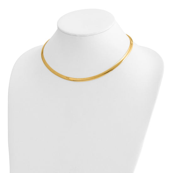 14k Two-tone 5mm Lightweight Reversible 16 inch Omega Necklace Plus 2 inch Heart Chain Extender