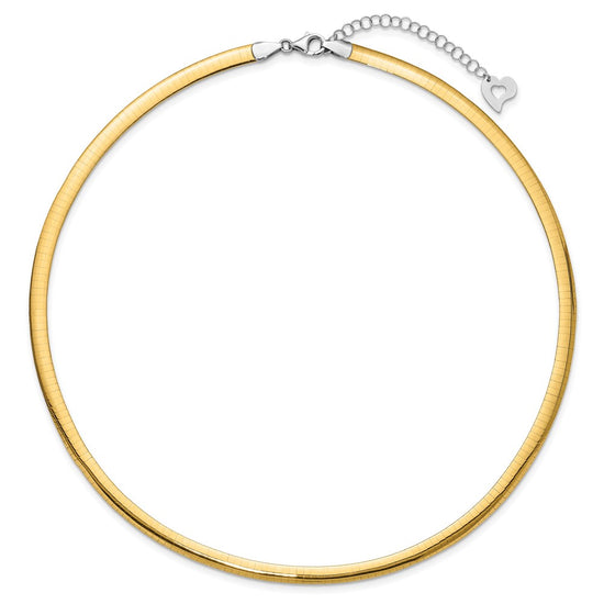 14k Two-tone 5mm Lightweight Reversible 18 inch Omega Necklace Plus 2 inch Heart Chain Extender