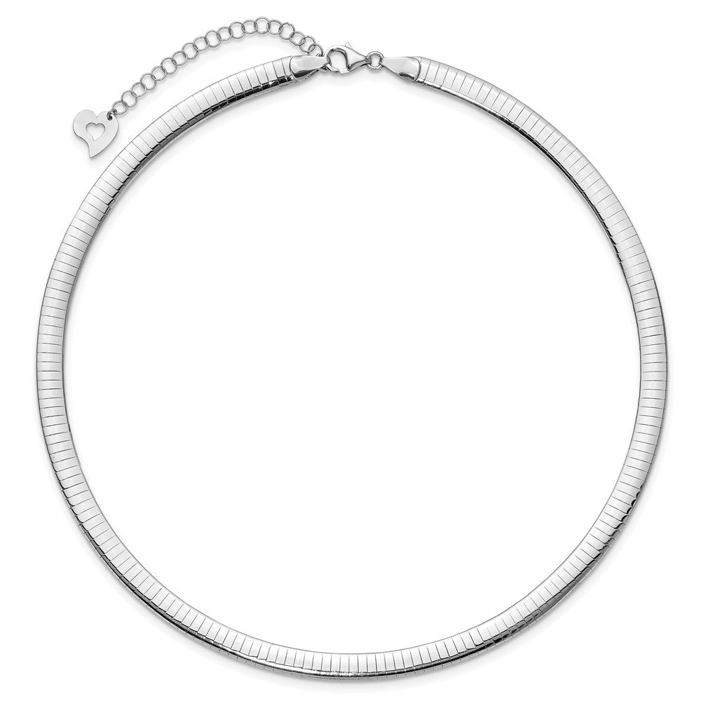 14k Two-tone 6mm Lightweight Reversible 16 inch Omega Necklace Plus 2 inch Heart Chain Extender