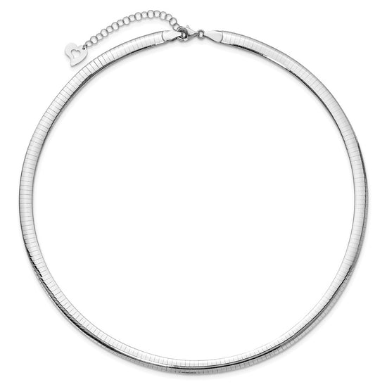 14k Two-tone 6mm Lightweight Reversible 18 inch Omega Necklace Plus 2 inch Heart Chain Extender