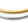 14k Two-tone 6mm Lightweight Reversible 18 inch Omega Necklace Plus 2 inch Heart Chain Extender