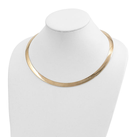 14k Two-tone 8mm Lightweight Reversible 18 inch Omega Necklace Plus 2 inch Heart Chain Extender