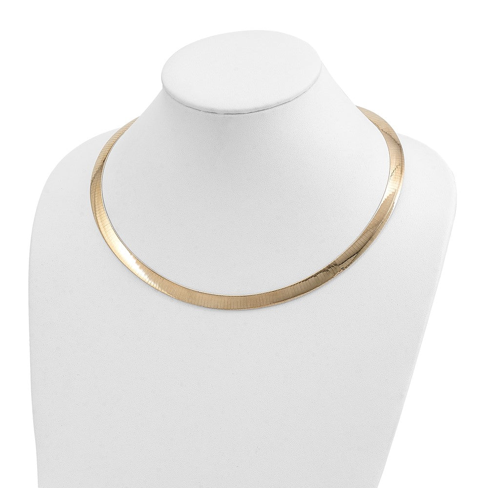 14k Two-tone 8mm Lightweight Reversible 18 inch Omega Necklace Plus 2 inch Heart Chain Extender