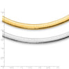 14k Two-tone 8mm Lightweight Reversible 16 inch Omega Necklace Plus 2 inch Heart Chain Extender