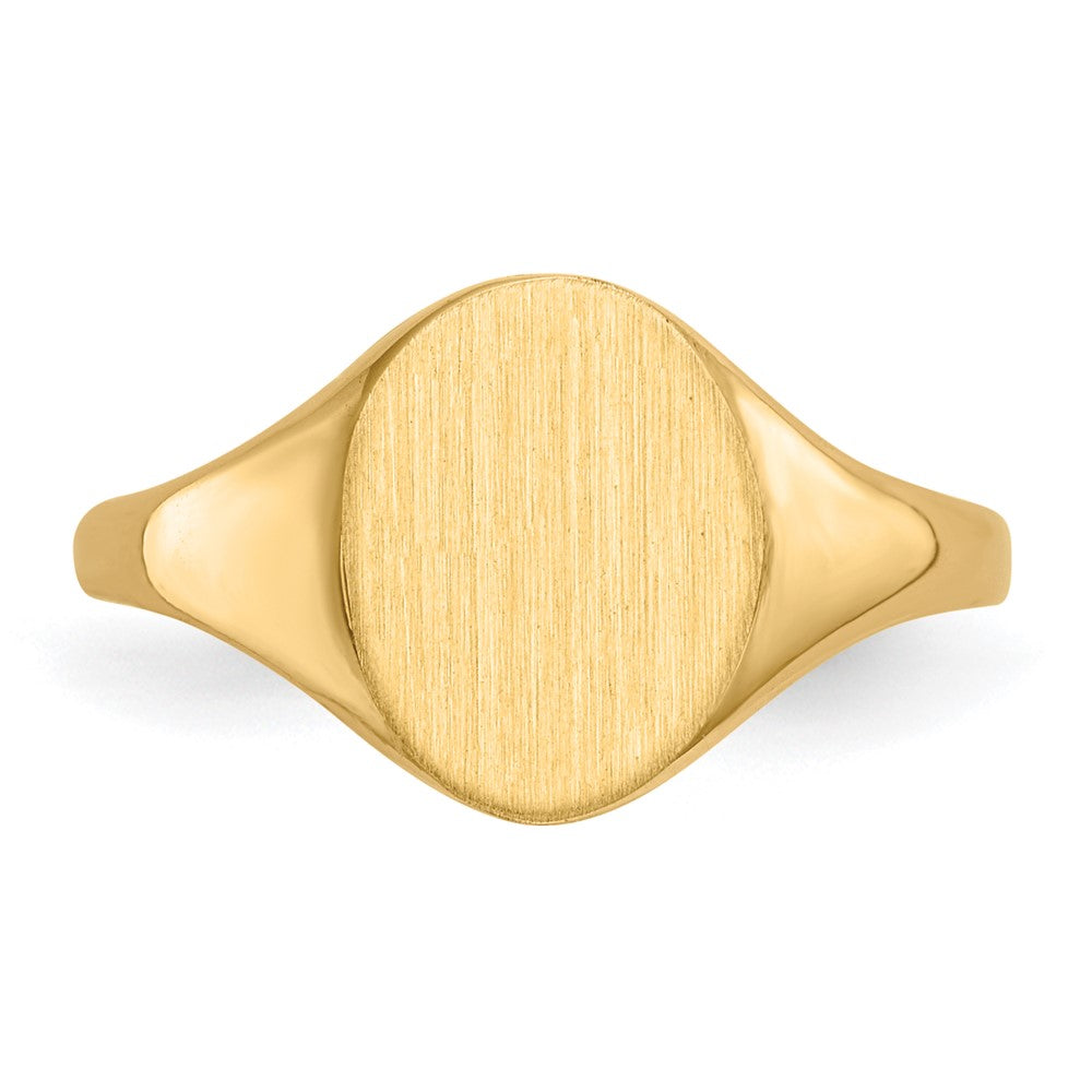 Gold Polished Circle Closed Back Signet Ring — 10x8.5 mm