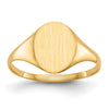 Gold Polished Circle Closed Back Signet Ring — 10x8.5 mm