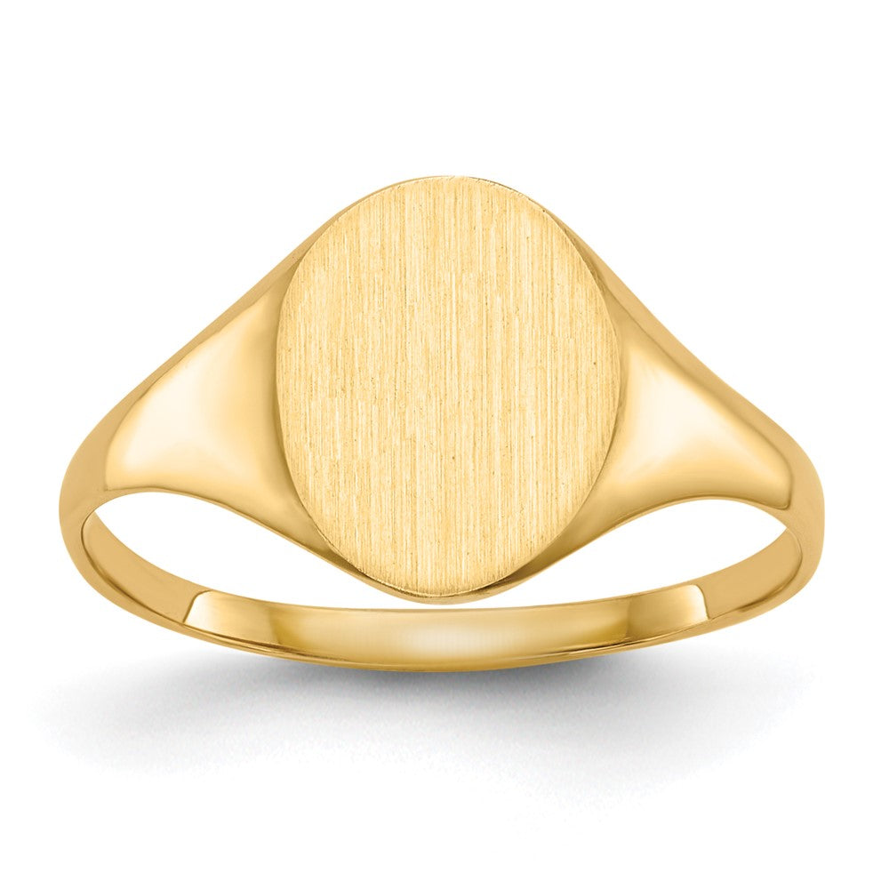 Gold Polished Circle Closed Back Signet Ring — 10x8.5 mm